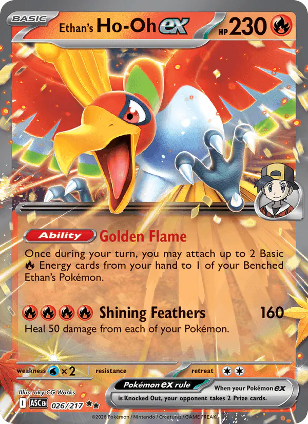 Carta Ethan's Ho-Oh ex 026/217 de Ascended Heroes