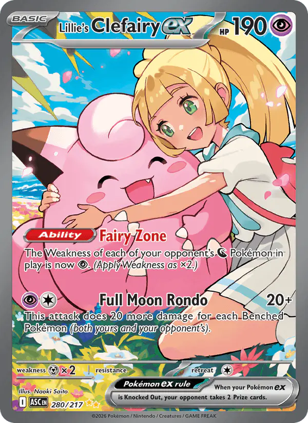 Carta Lillie's Clefairy ex 280/217 de Ascended Heroes