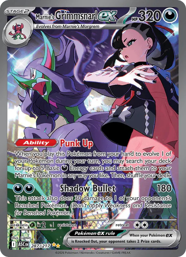 Carta Marnie's Grimmsnarl ex 287/217 de Ascended Heroes