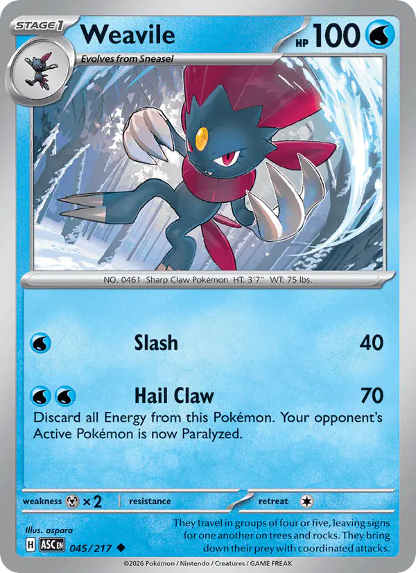 Carta Weavile 045/217 de Ascended Heroes
