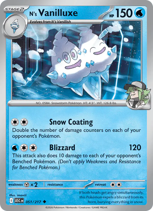 Carta N's Vanilluxe 051/217 de Ascended Heroes