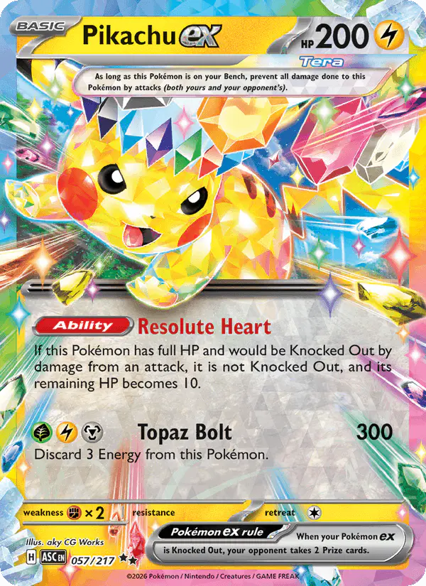 Carta Pikachu ex 057/217 de Ascended Heroes