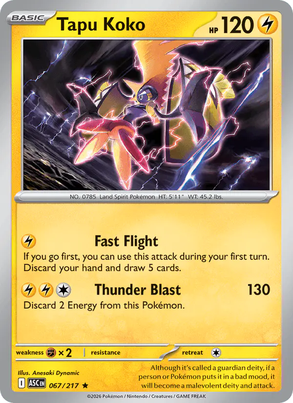 Carta Tapu Koko 067/217 de Ascended Heroes