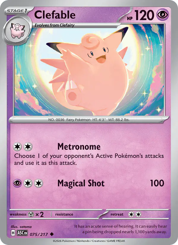 Carta Clefable 075/217 de Ascended Heroes