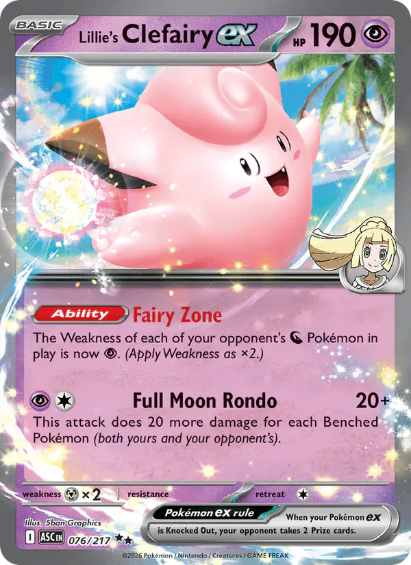 Carta Lillie's Clefairy ex 076/217 de Ascended Heroes
