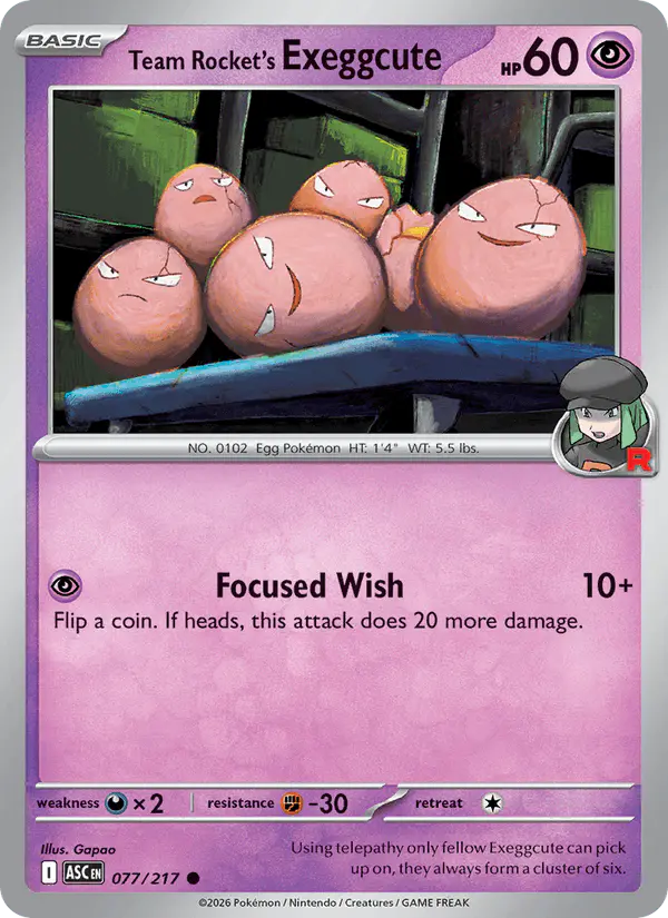Carta Team Rocket's Exeggcute 077/217 de Ascended Heroes