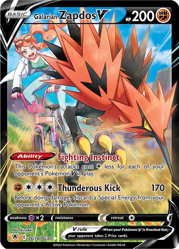 Carta Galarian Zapdos V TG19 de Astral Radiance Trainer Gallery