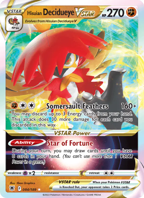 Carta Hisuian Decidueye VSTAR 084/189 de Astral Radiance