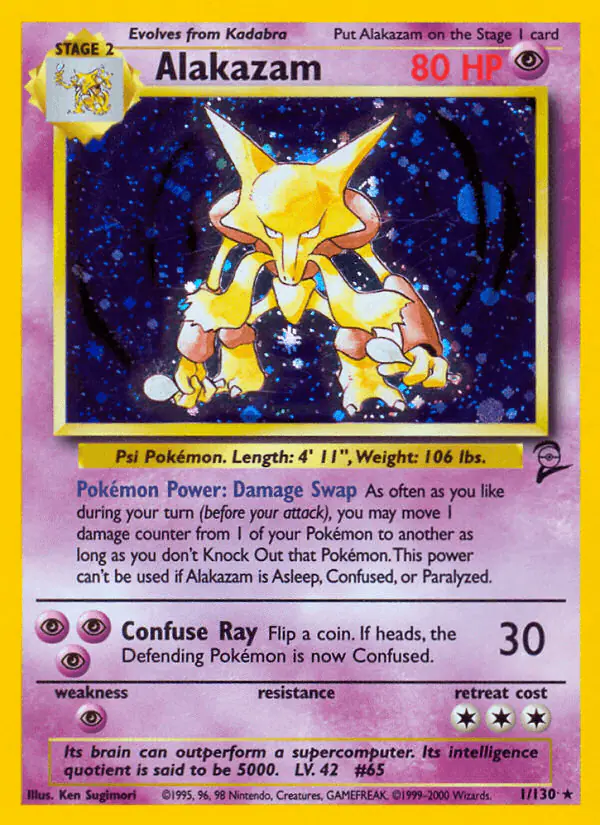 Carta Alakazam 1/130 de Base Set 2