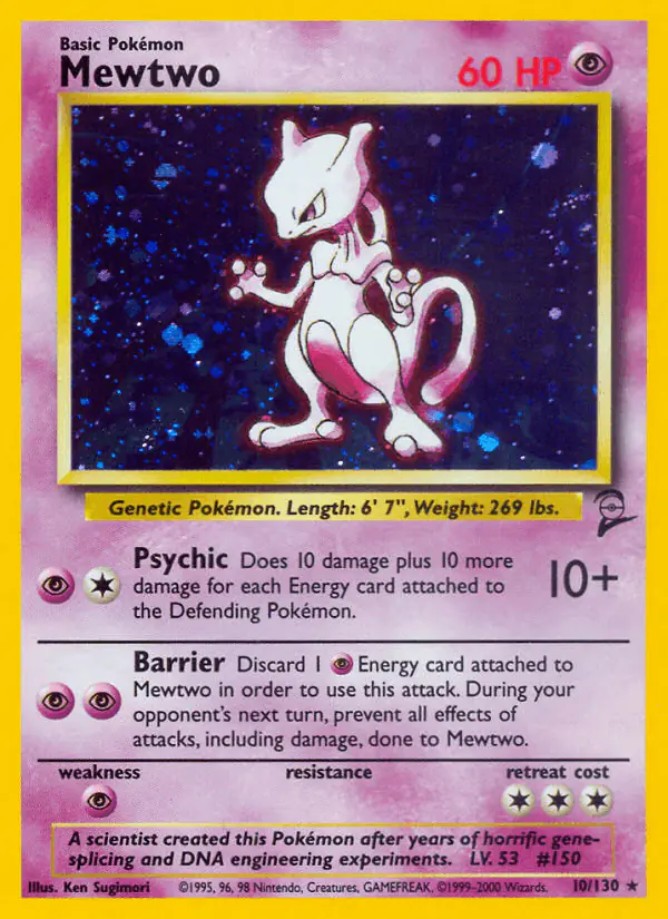 Carta Mewtwo 10/130 de Base Set 2