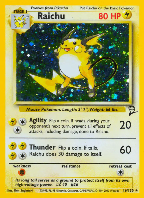 Carta Raichu 16/130 de Base Set 2