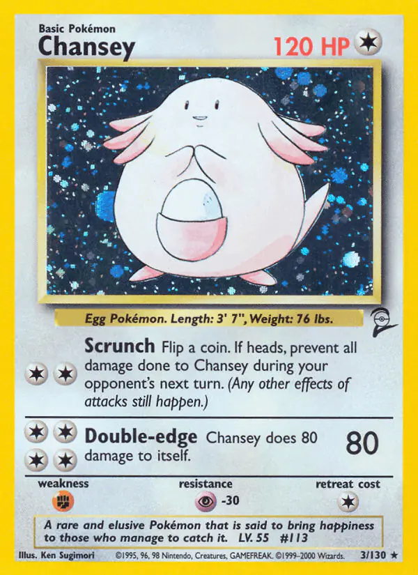 Carta Chansey 3/130 de Base Set 2