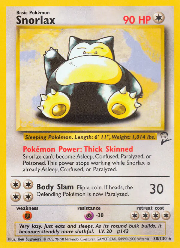 Carta Snorlax 30/130 de Base Set 2