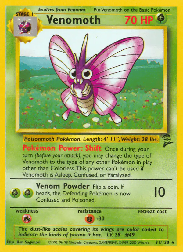 Carta Venomoth 31/130 de Base Set 2