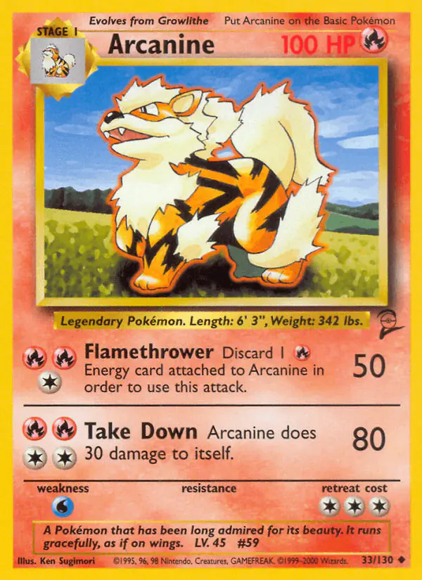 Carta Arcanine 33/130 de Base Set 2