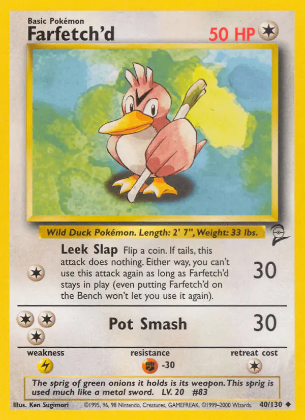 Carta Farfetch'd 40/130 de Base Set 2