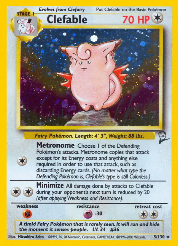 Carta Clefable 5/130 de Base Set 2