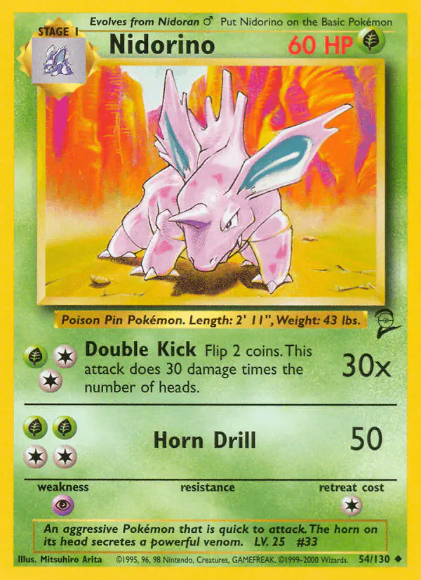 Carta Nidorino 54/130 de Base Set 2