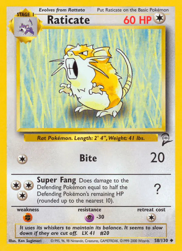 Carta Raticate 58/130 de Base Set 2