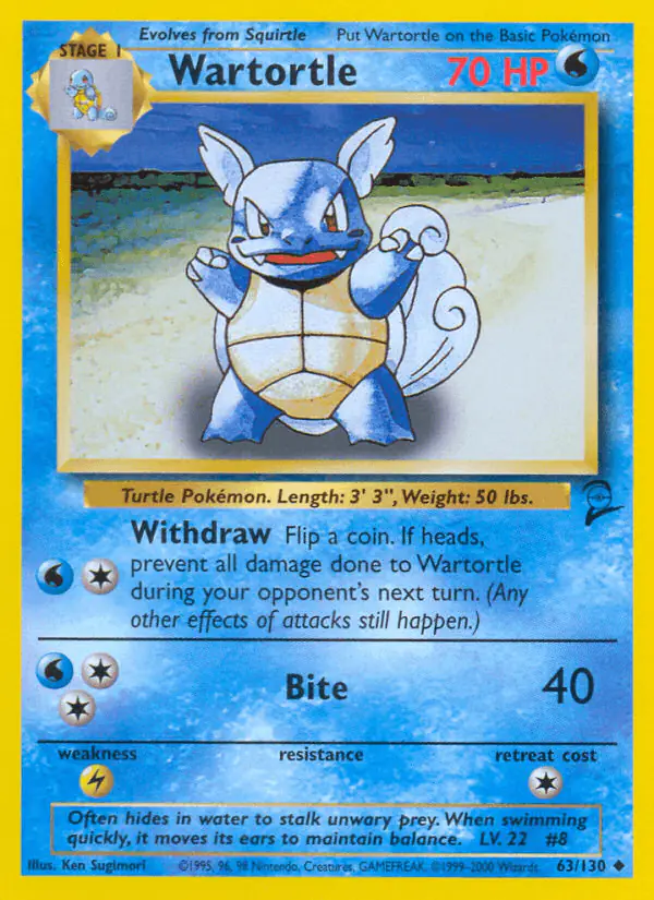 Carta Wartortle 63/130 de Base Set 2