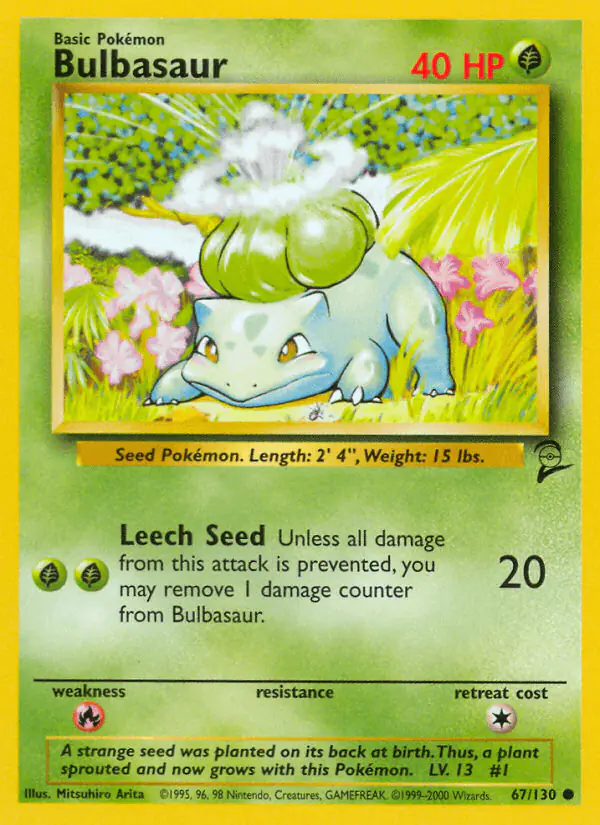 Carta Bulbasaur 67/130 de Base Set 2