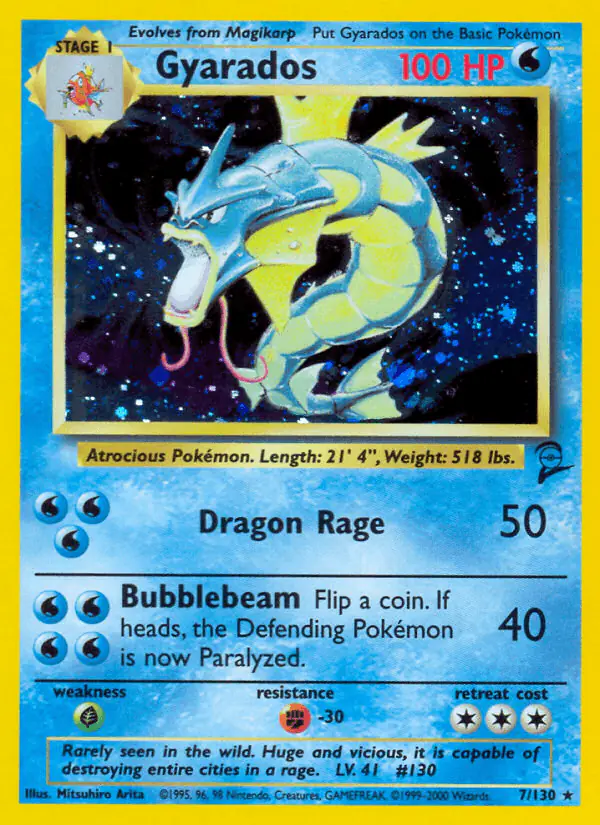 Carta Gyarados 7/130 de Base Set 2