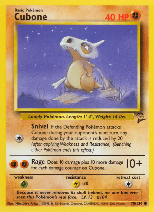Carta Cubone 70/130 de Base Set 2