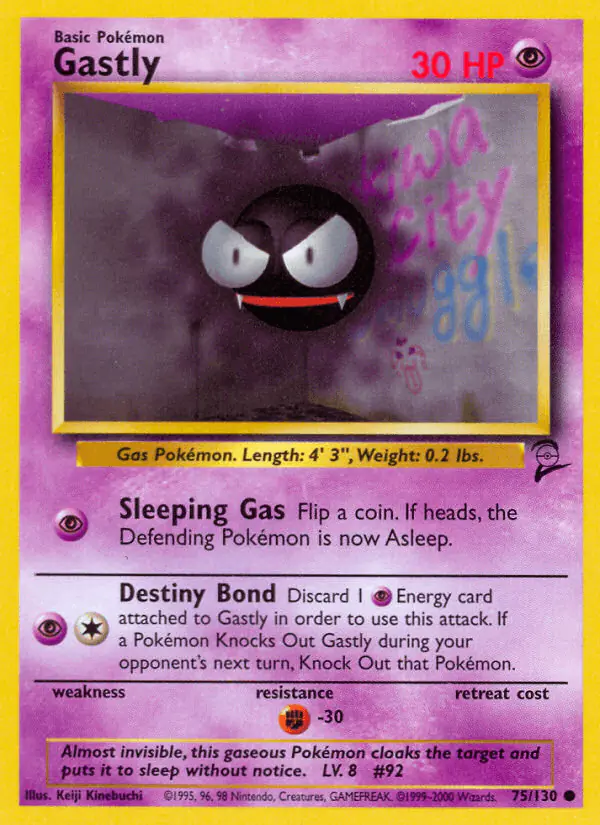 Carta Gastly 75/130 de Base Set 2