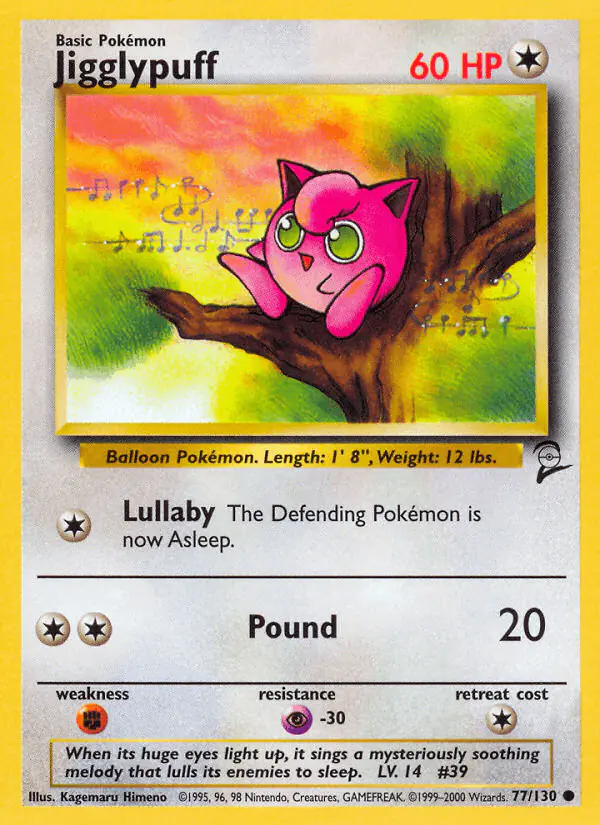 Carta Jigglypuff 77/130 de Base Set 2