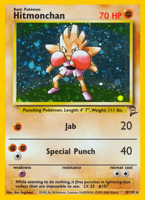 Carta Hitmonchan 8/130 de Base Set 2