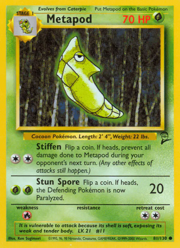 Carta Metapod 81/130 de Base Set 2