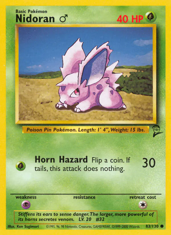 Carta Nidoran♂ 83/130 de Base Set 2