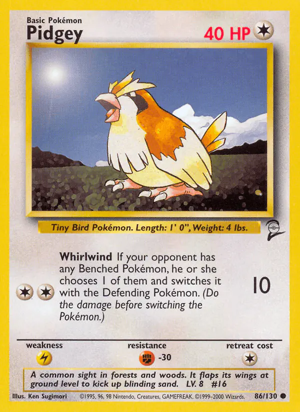 Carta Pidgey 86/130 de Base Set 2