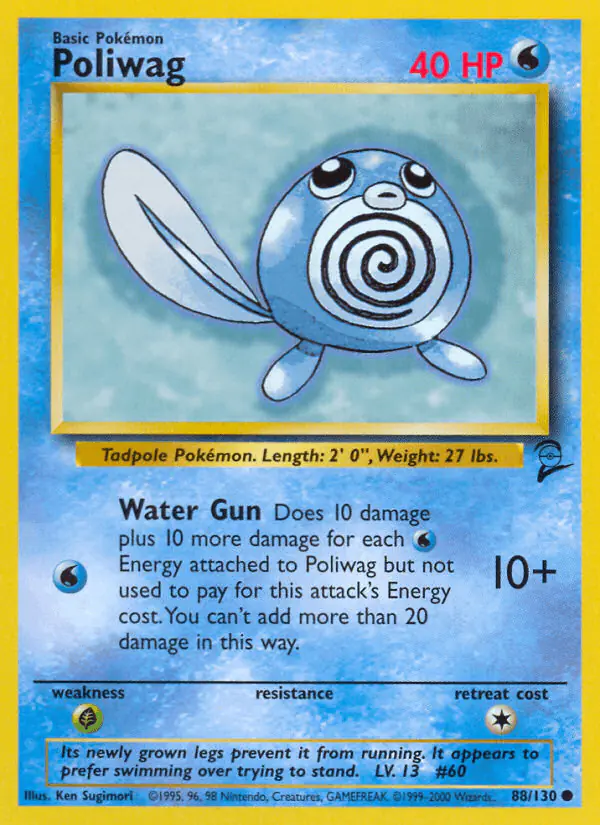 Carta Poliwag 88/130 de Base Set 2