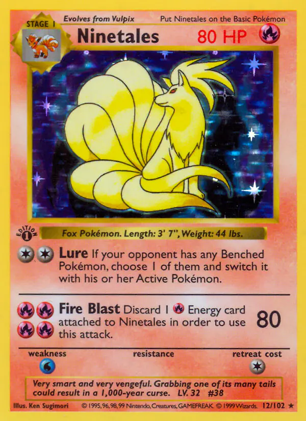 Carta Ninetales 12/102 de Base Set