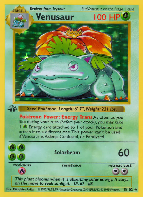 Carta Venusaur 15/102 de Base Set