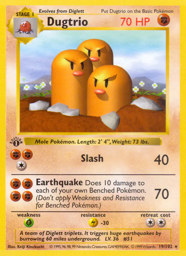 Carta Dugtrio 19/102 de Base Set