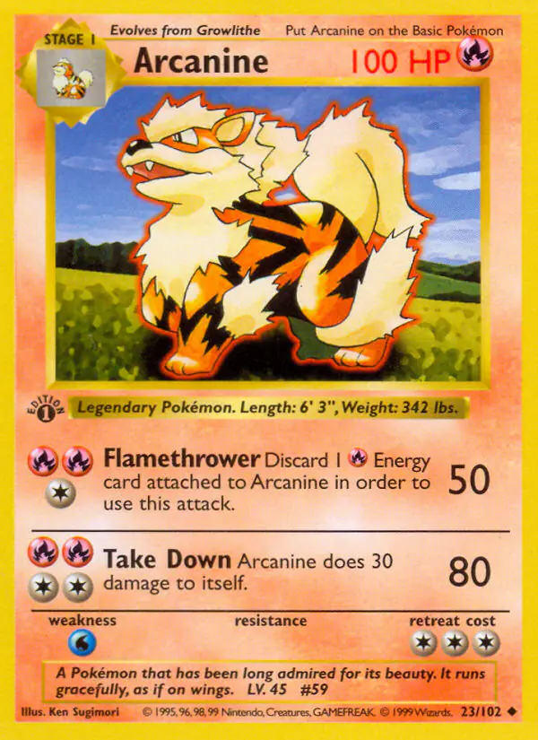 Carta Arcanine 23/102 de Base Set