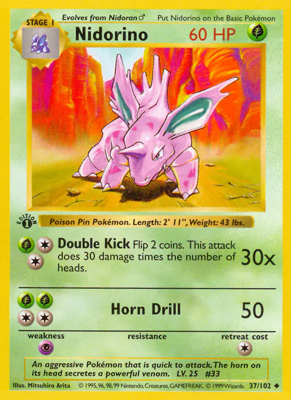 Carta Nidorino 37/102 de Base Set