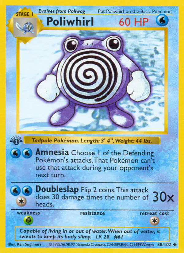 Carta Poliwhirl 38/102 de Base Set