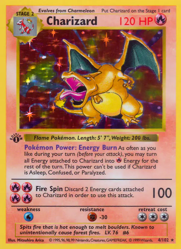 Carta Charizard 4/102 de Base Set