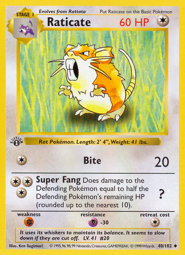 Carta Raticate 40/102 de Base Set