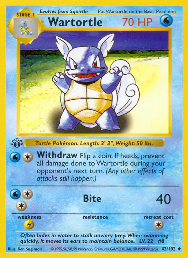 Carta Wartortle 42/102 de Base Set