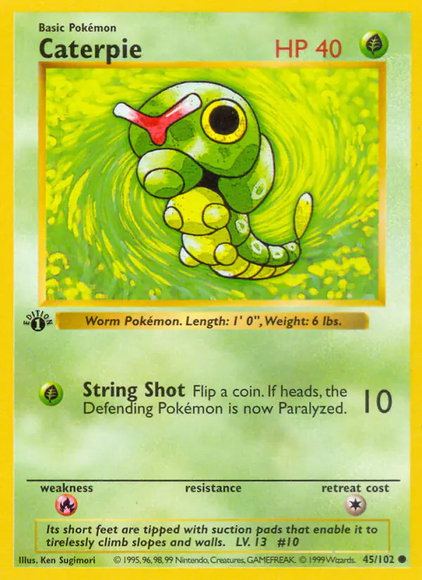 Carta Caterpie 45/102 de Base Set