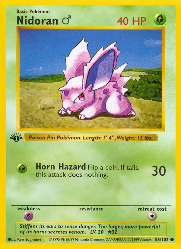 Carta Nidoran♂ 55/102 de Base Set