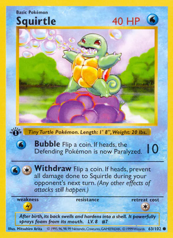 Carta Squirtle 63/102 de Base Set