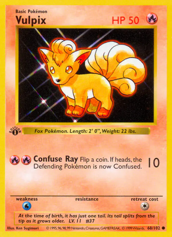 Carta Vulpix 68/102 de Base Set