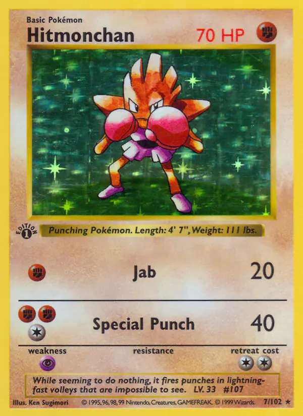 Carta Hitmonchan 7/102 de Base Set