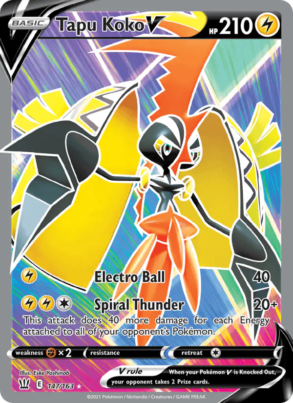 Carta Tapu Koko V 147/163 de Battle Styles