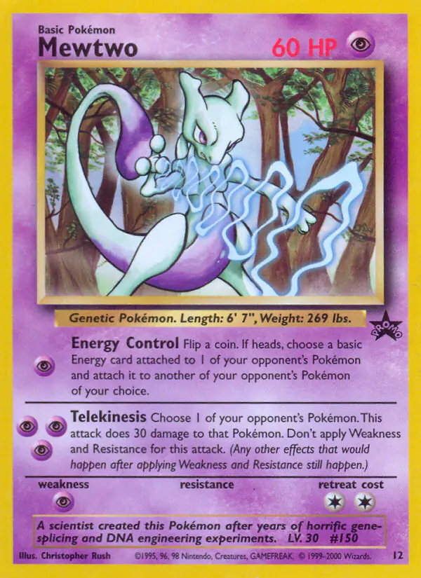Carta Mewtwo #12 de Wizards Black Star Promos